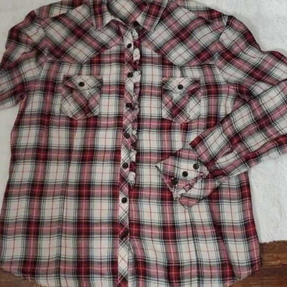 Vintage GAP Country Cowgirl Women's 100% Cotton Cottagecore Ruffled Plaid - Picture 9 of 16